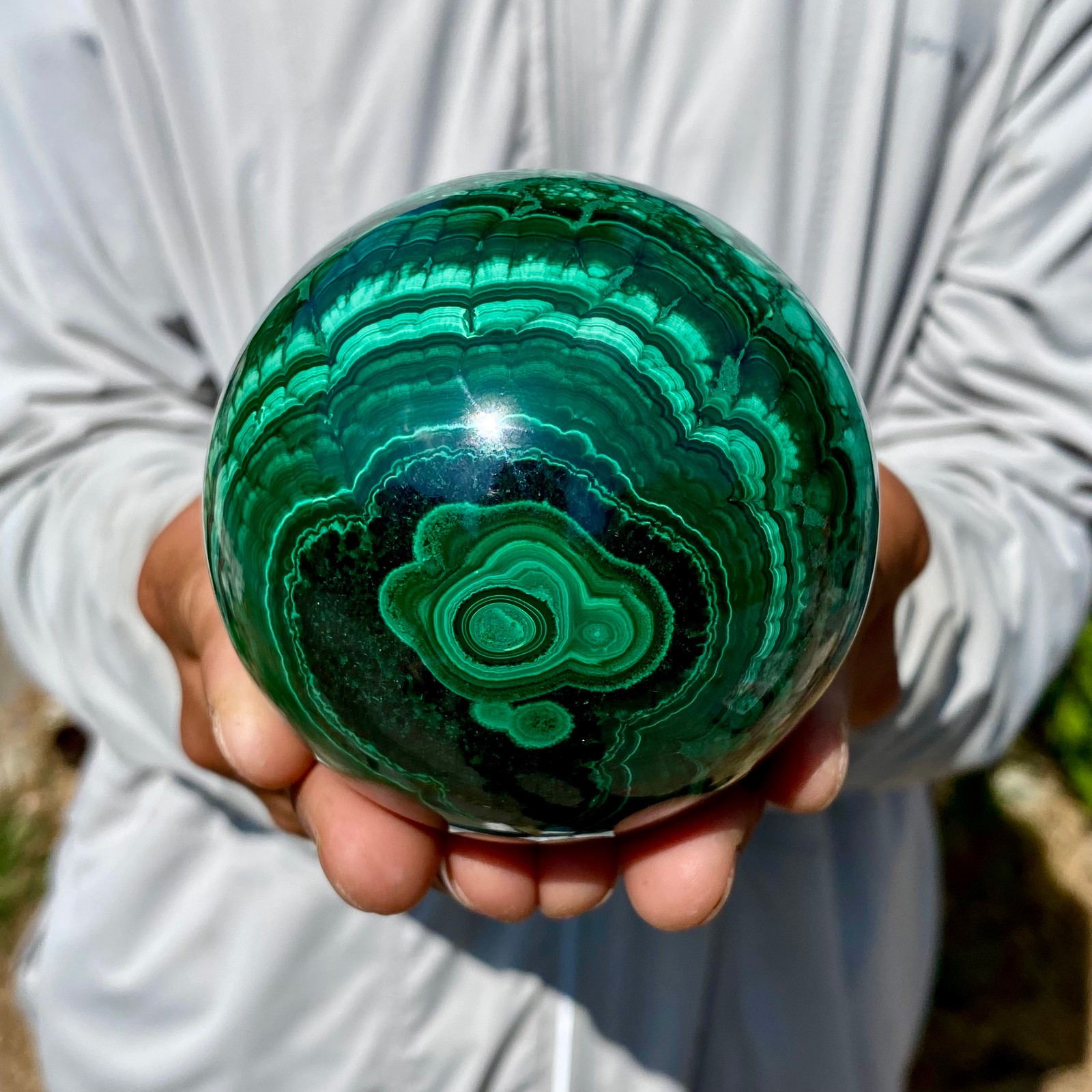 2.12LB Rare Natural Malachite quartz hand Carved sphere Crystal Healing Gem ball