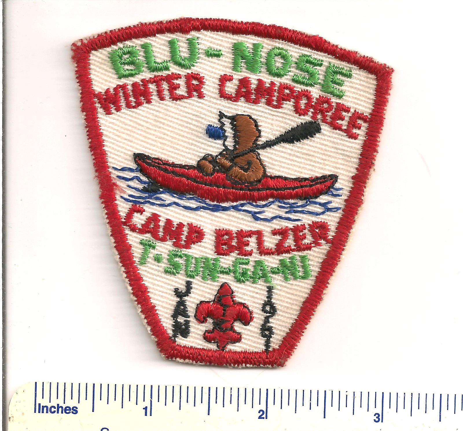 1961 Camp Belzer T-Sun-Ga-Mi Blu-Nose Winter Camporee patch MINT bsa