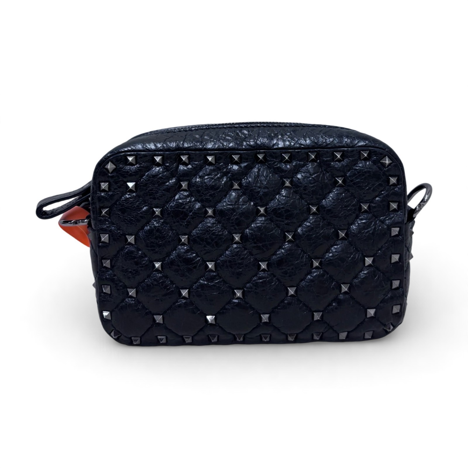 Pre-Owned Valentino Garavani Rockstud Spike Black Quilted Leather Crossbody Bag