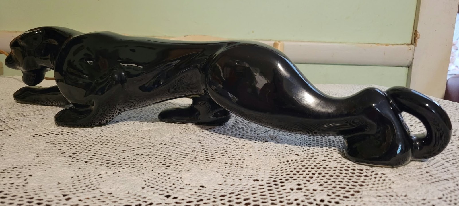 Vintage 1950s Black Panther TV Lamp Works MCM Mid Century Modern