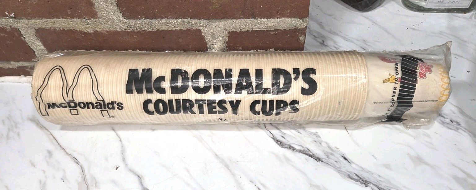 Vintage Lot of 75 Unused Genuine Ronald McDonald Waxed Paper Cups 1980s Courtesy