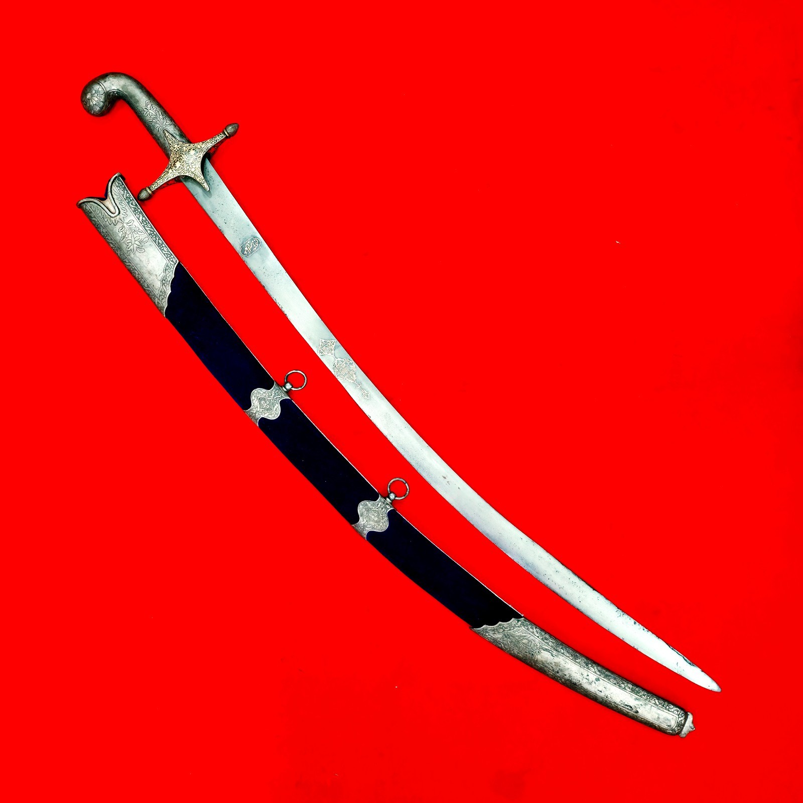 Old Indo Persian Mughal Ottoman Islamic Gold Koftgari Wootz Sword Shamshir Kilij