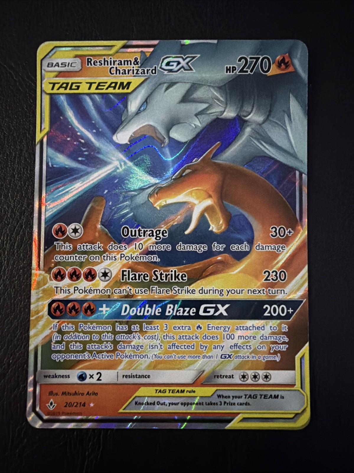 Pokémon TCG Reshiram & Charizard GX 20/214 Near Mint Condition