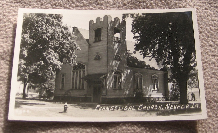 Nevada IA Iowa RPPC Evangelical Church 1940\'s Era Real Photo Postcard