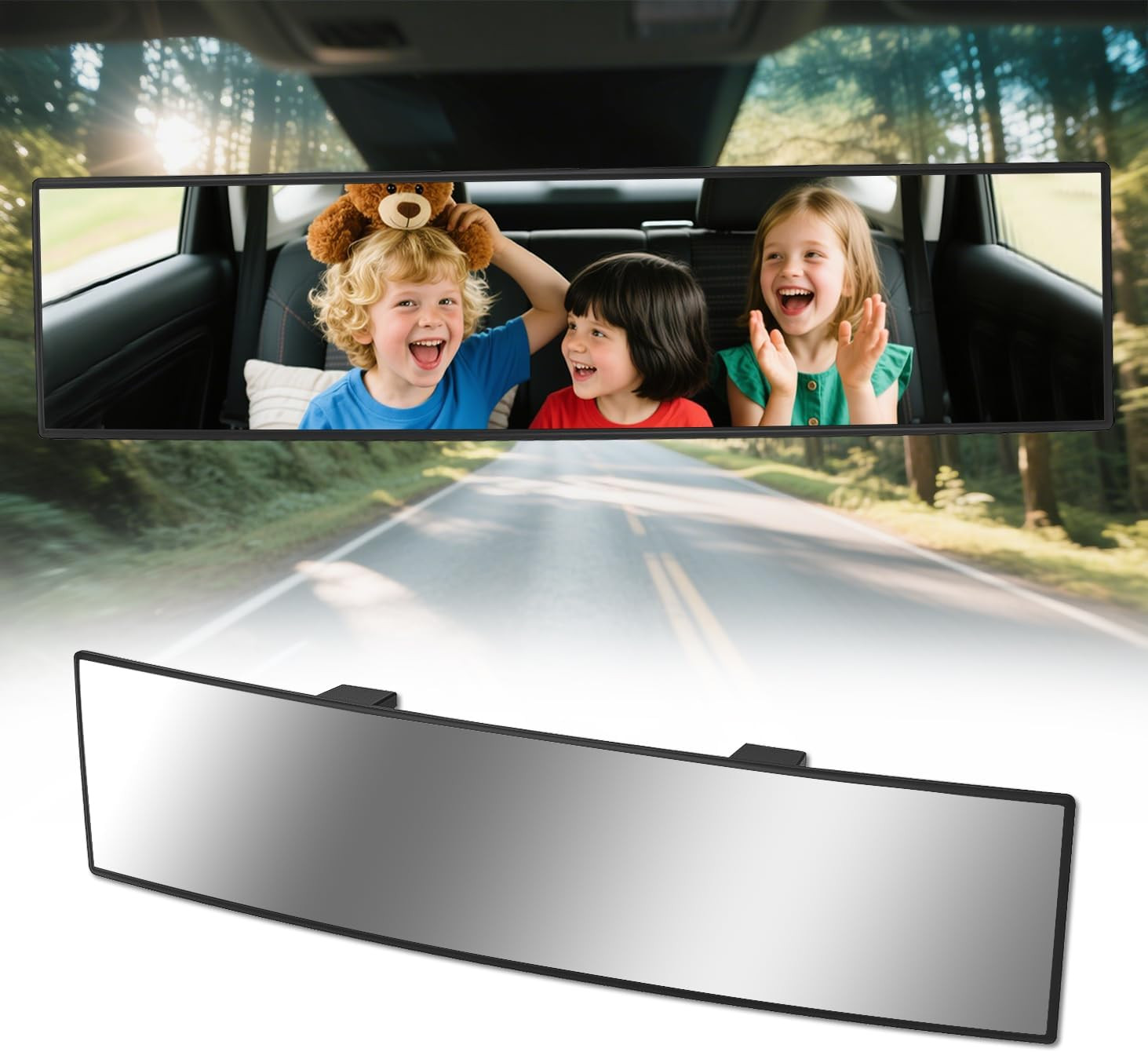 Panoramic Wide Angle Rear View Mirror Extended 14 Inch Car Mirror