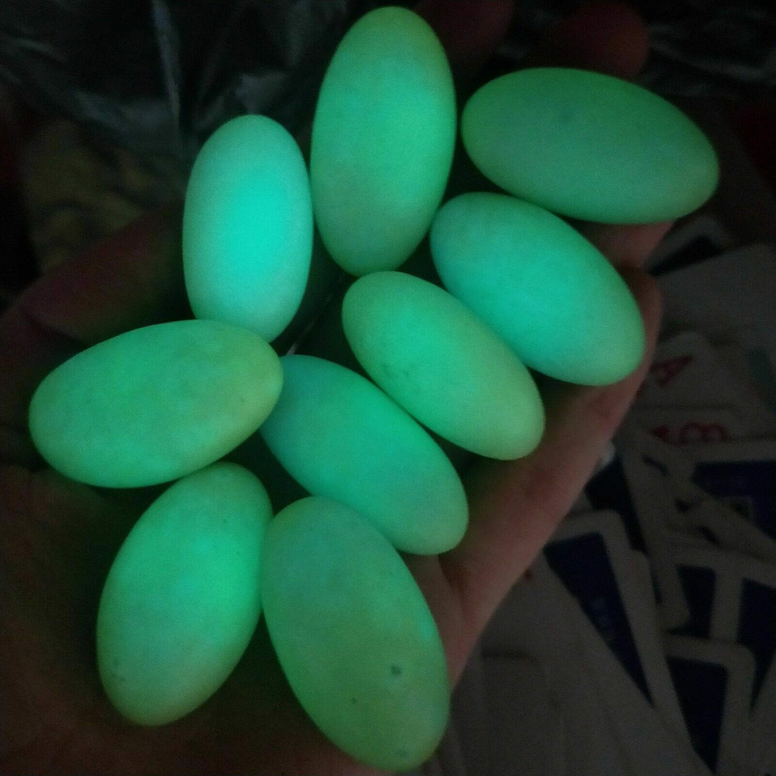 5pcs Glow In The Dark Tibetan Wealth God Ancient Luminous Stone Egg Old Dzi Bead