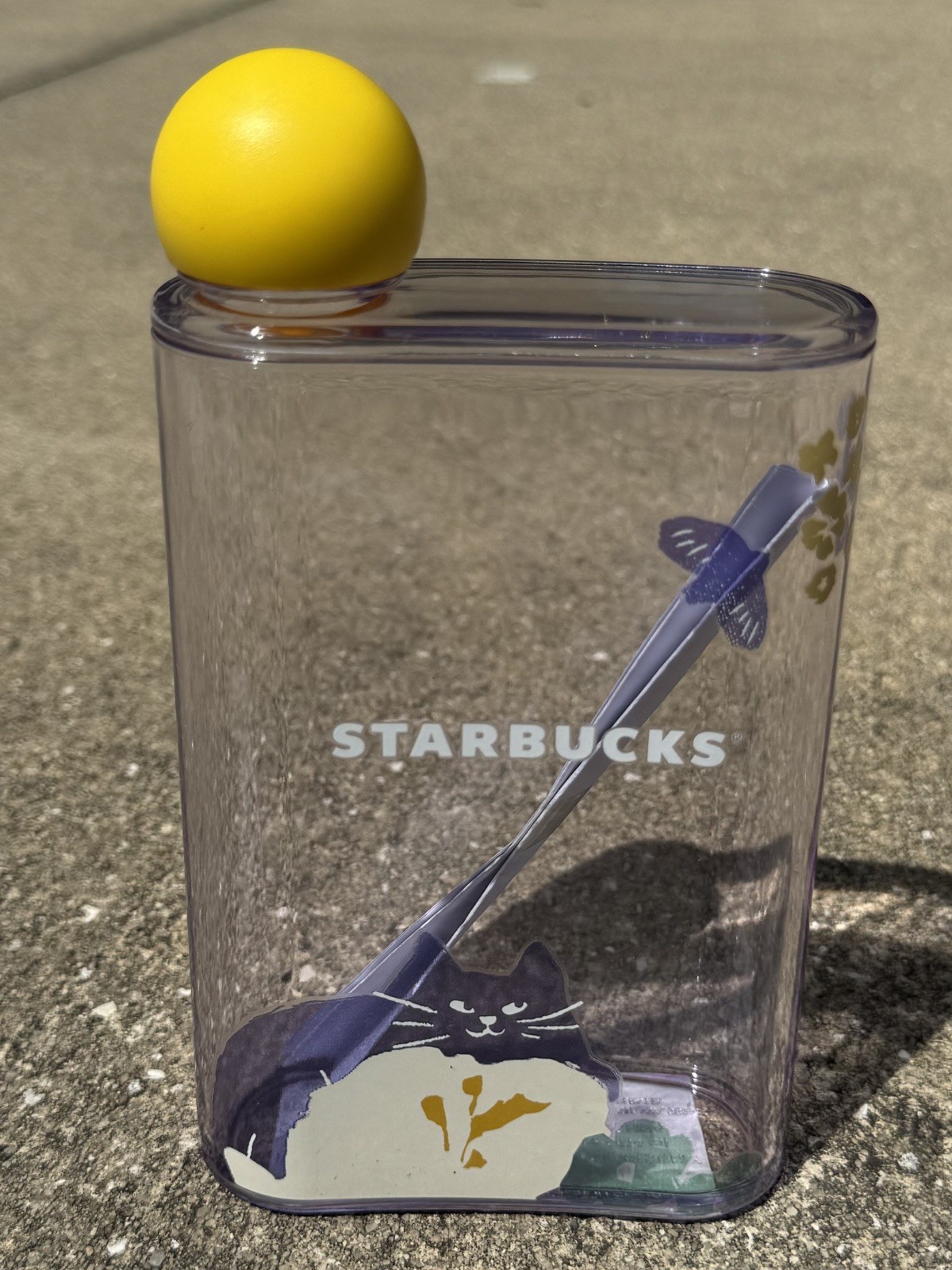 Starbucks 2023 China Summer Purple Cat In Flower 14oz Plastic Tumbler BNWT