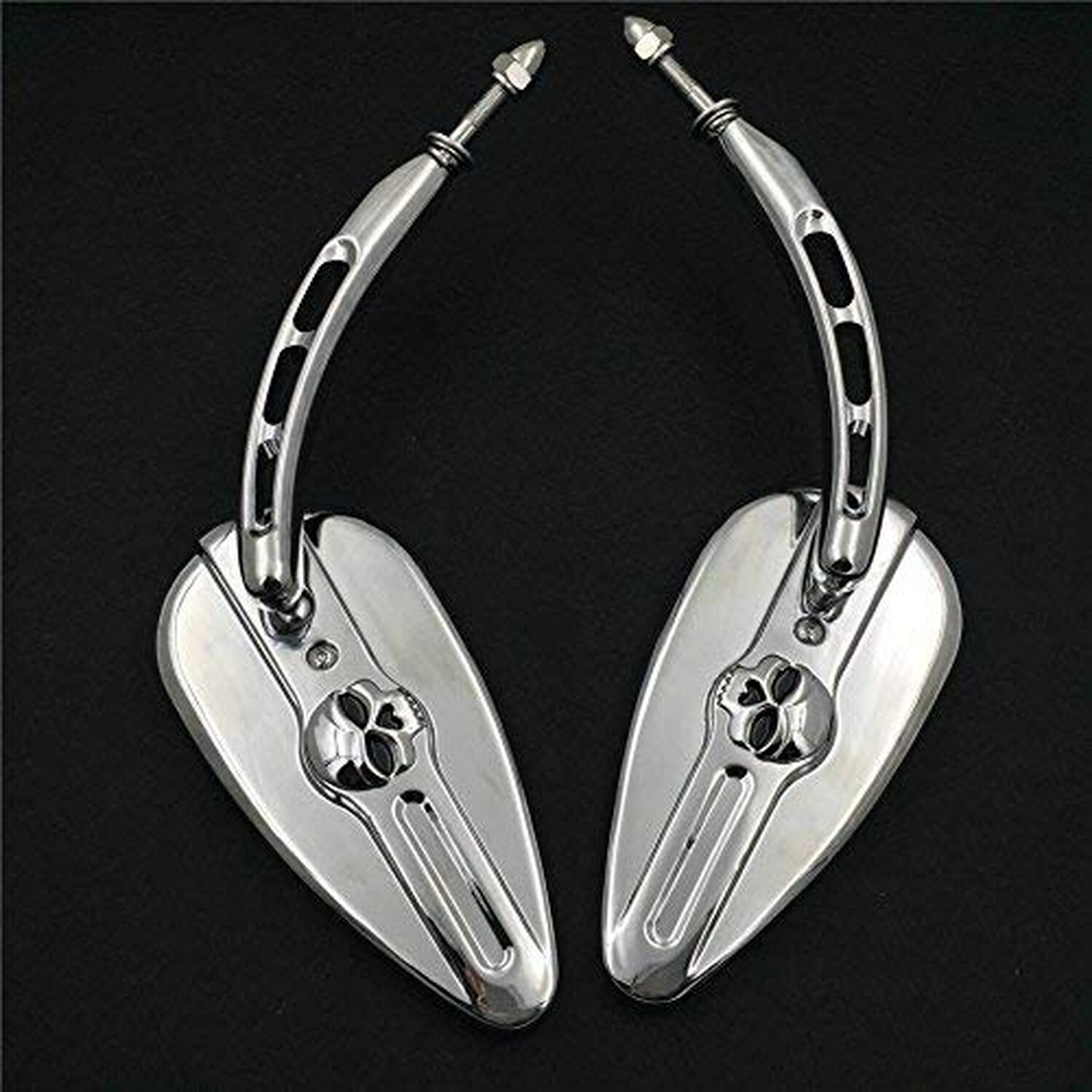 XKH- Motorcycle Chrome Skull Side Mirrors Compatible with 1984 and up Harley ...