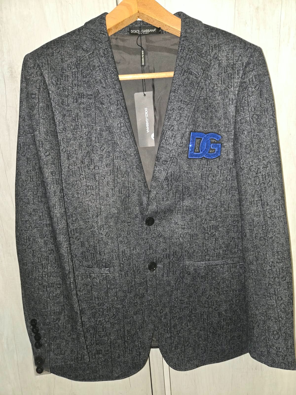 Blazer Dolce & Gabbana monopetto 2 bottoni in tessuto grigio mélange jacquard/lo