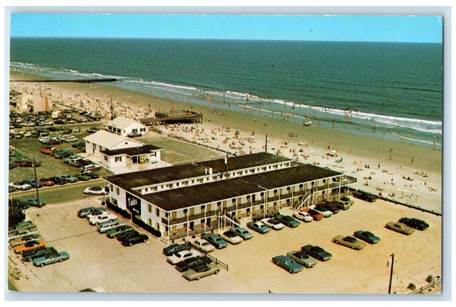 c1960 Tides Motel Street Ocean Beachfront Motel Stone Harbor New Jersey Postcard