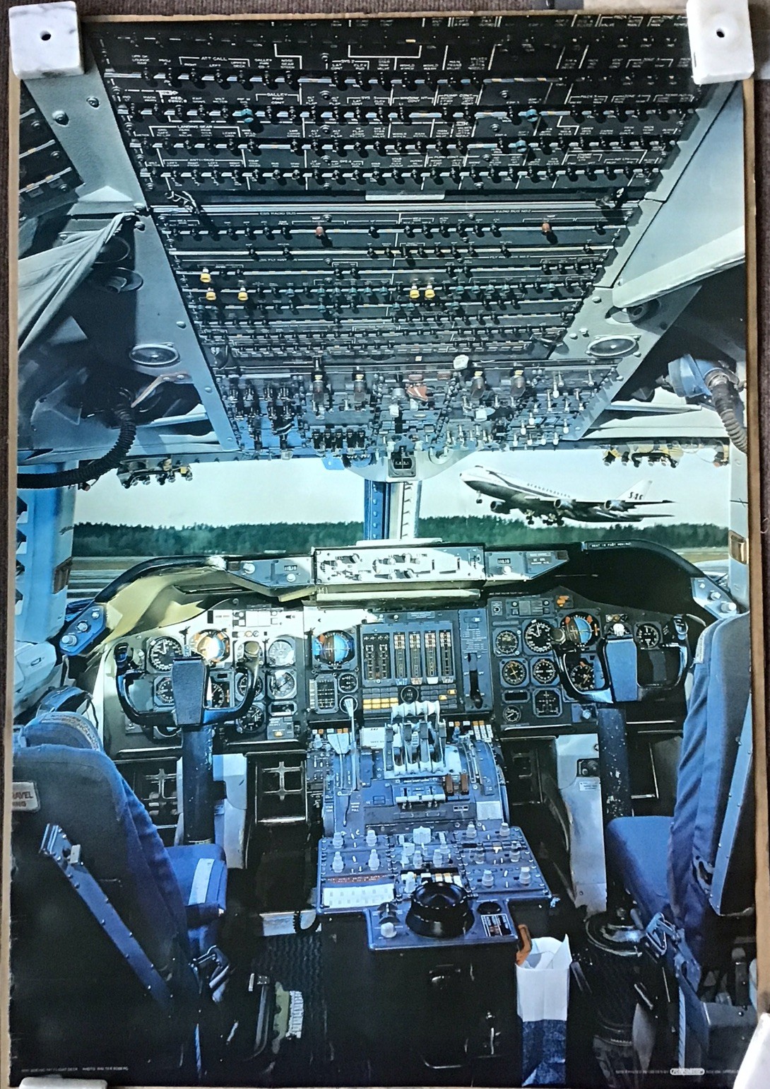 Boeing 747 Flight Deck Vintage Poster