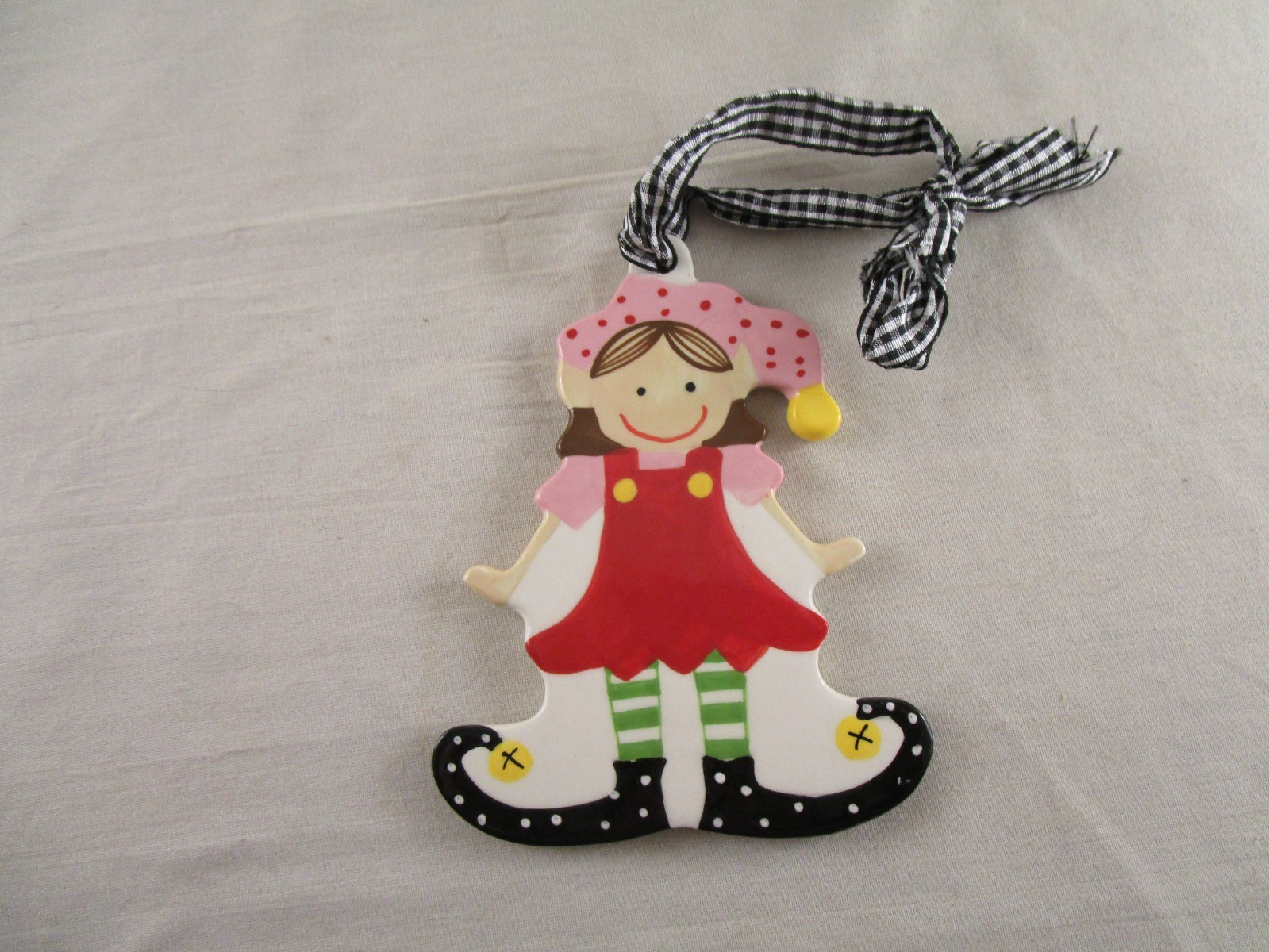 Coton Colors Happy Everything Girl Elf Flat Christmas Ornament.