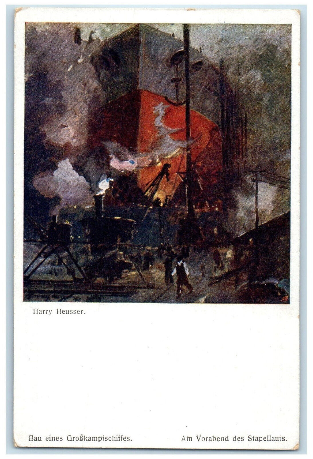 c1920\'s Construction of Large Ship Harry Heusser Austrian Fleet Postcard
