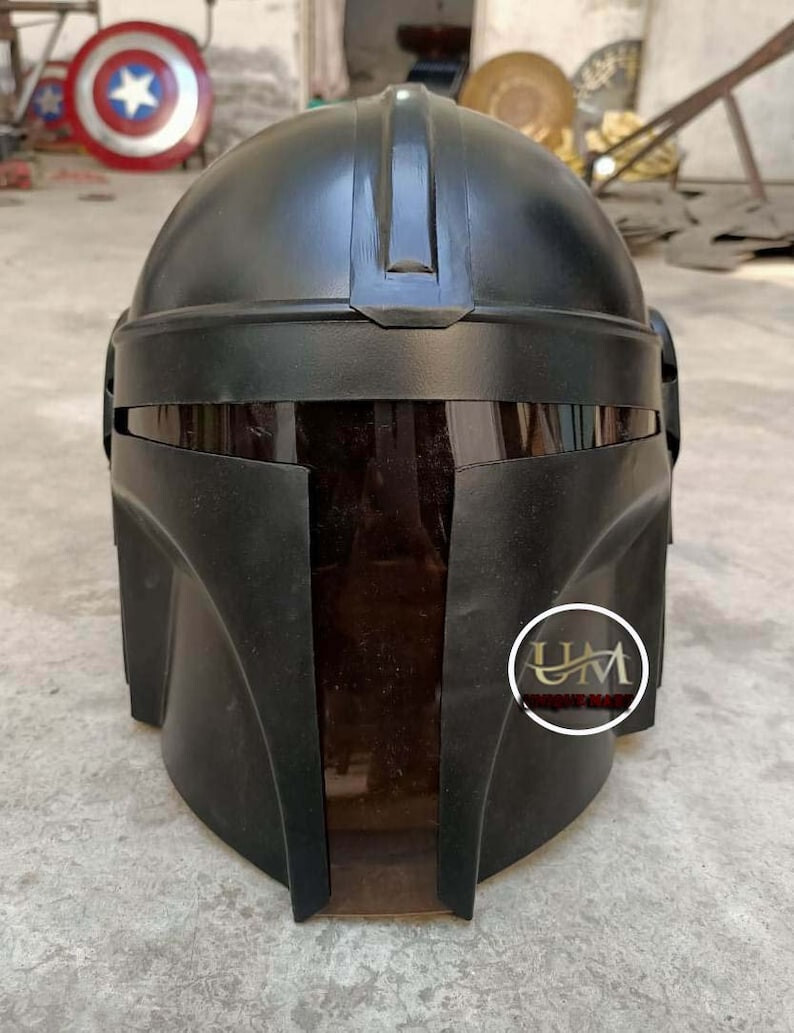 Star War Fully Wearable Black Steel Mandalorian Helmet With Liner and Chin 