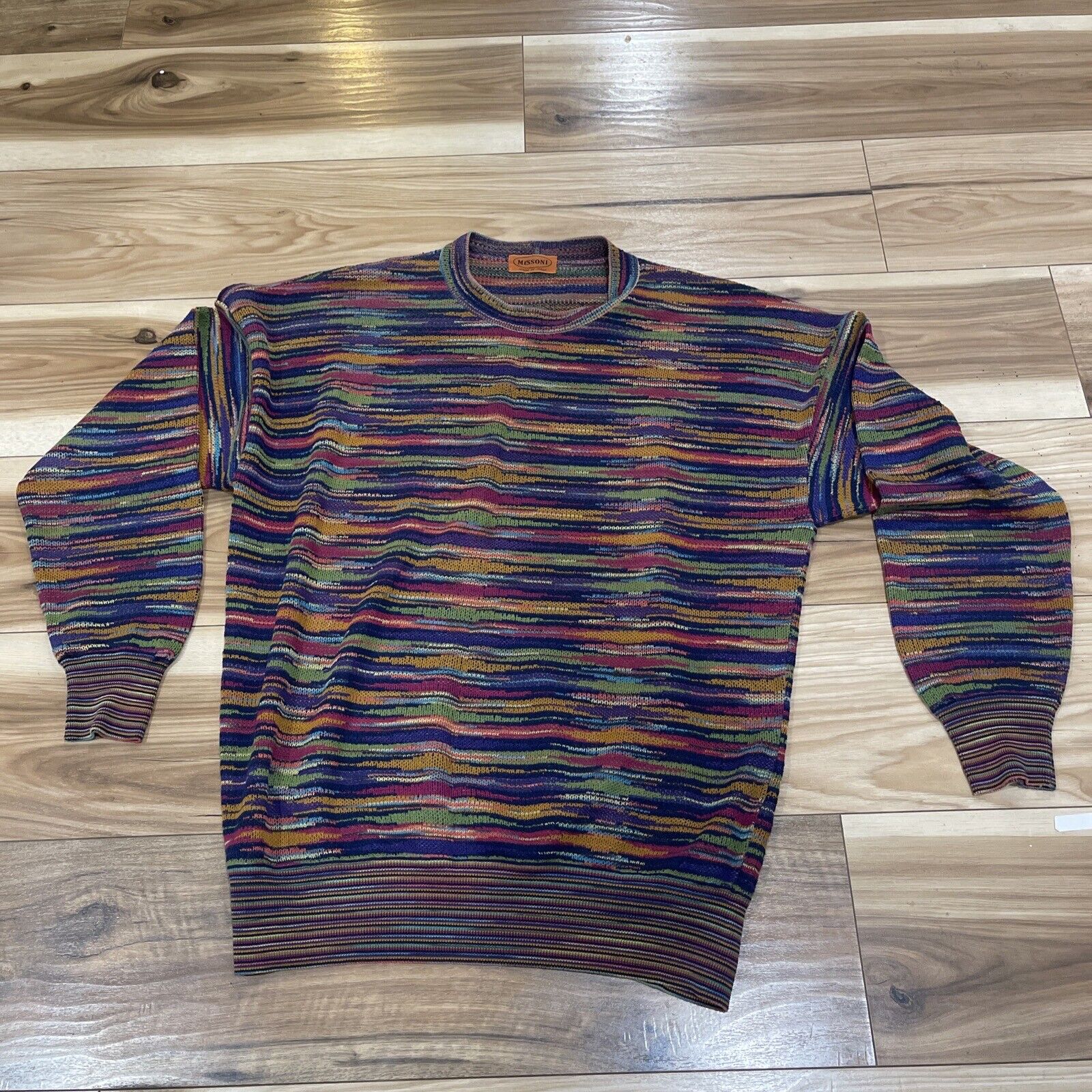 Vintage Missoni Sweater Size 52 Rainbow Abstract Aztec Knit Pullover Italy