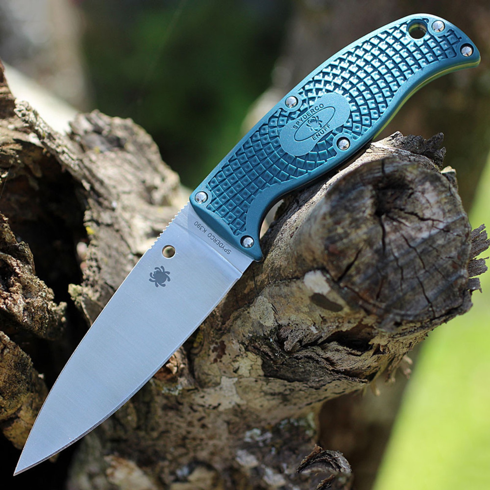 SPYDERCO ENUFF 2 FIXED KNIFE K390 TOOL STEEL BLUE FRN with SHEATH FB31PBL2K390