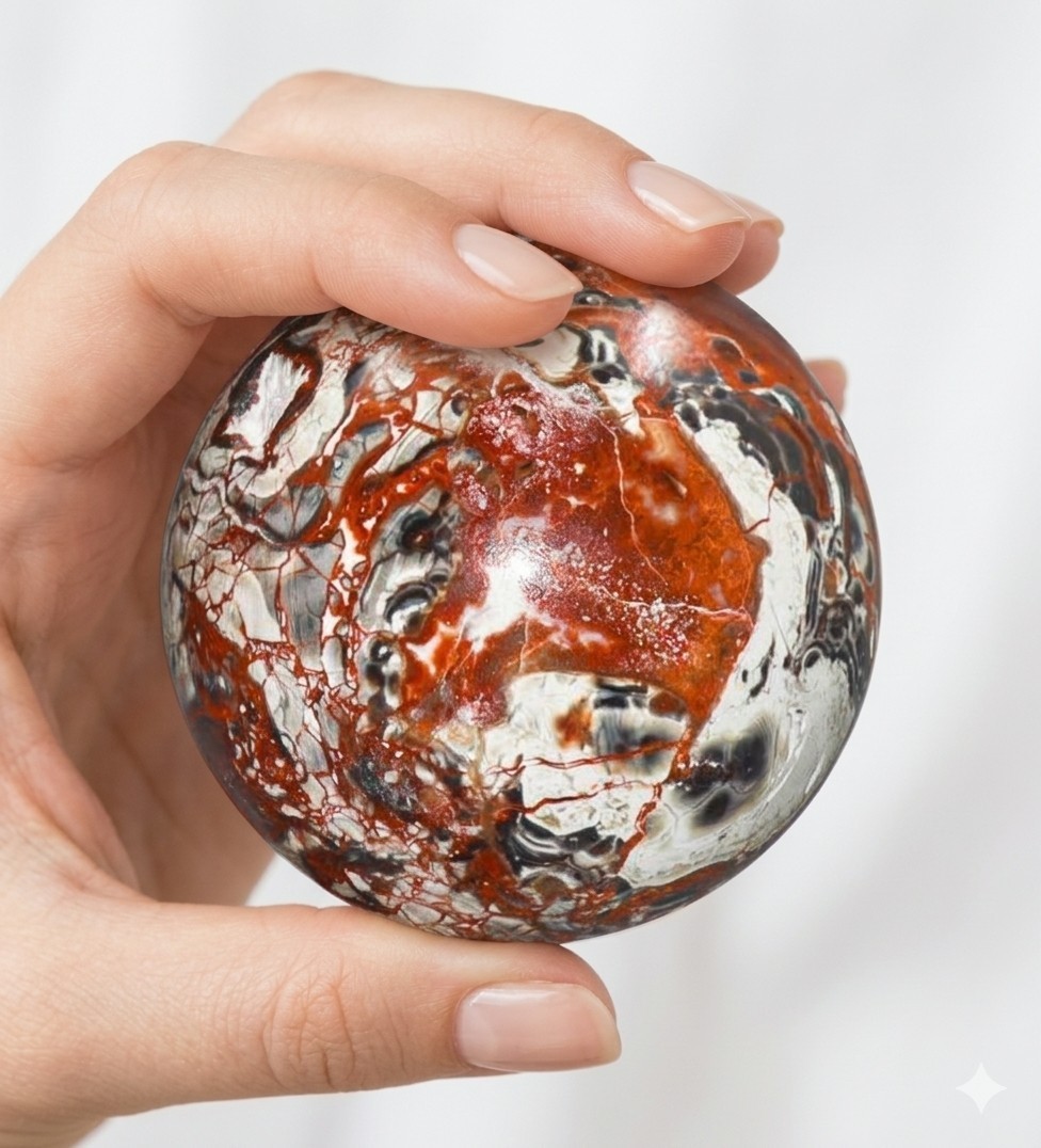 A+ 50mm Money Agate Crystal Sphere 160g Rare Orbicular Wealth Healing Stone Ball