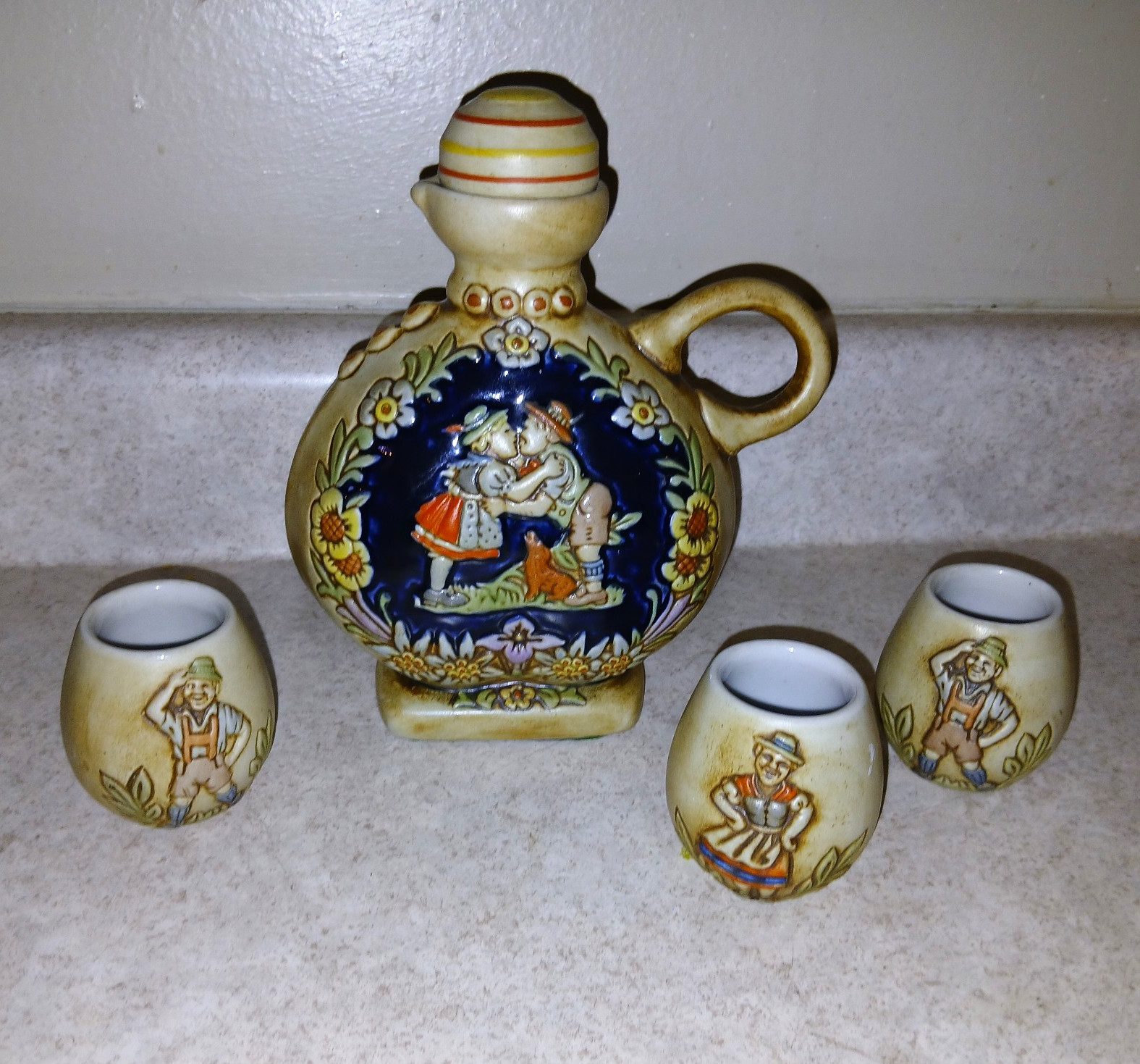 Vintage 1976 Anheuser-Busch Coracao Decanter Set CS31 Ceramarte Brazil - 4 Pc