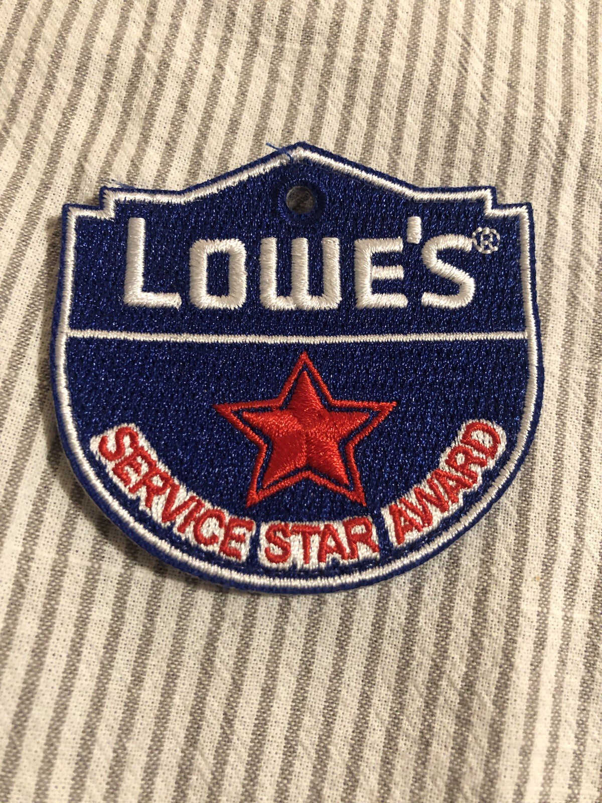 Lowe’s home improvement store patch, Red service star award￼, hook+loop or ring