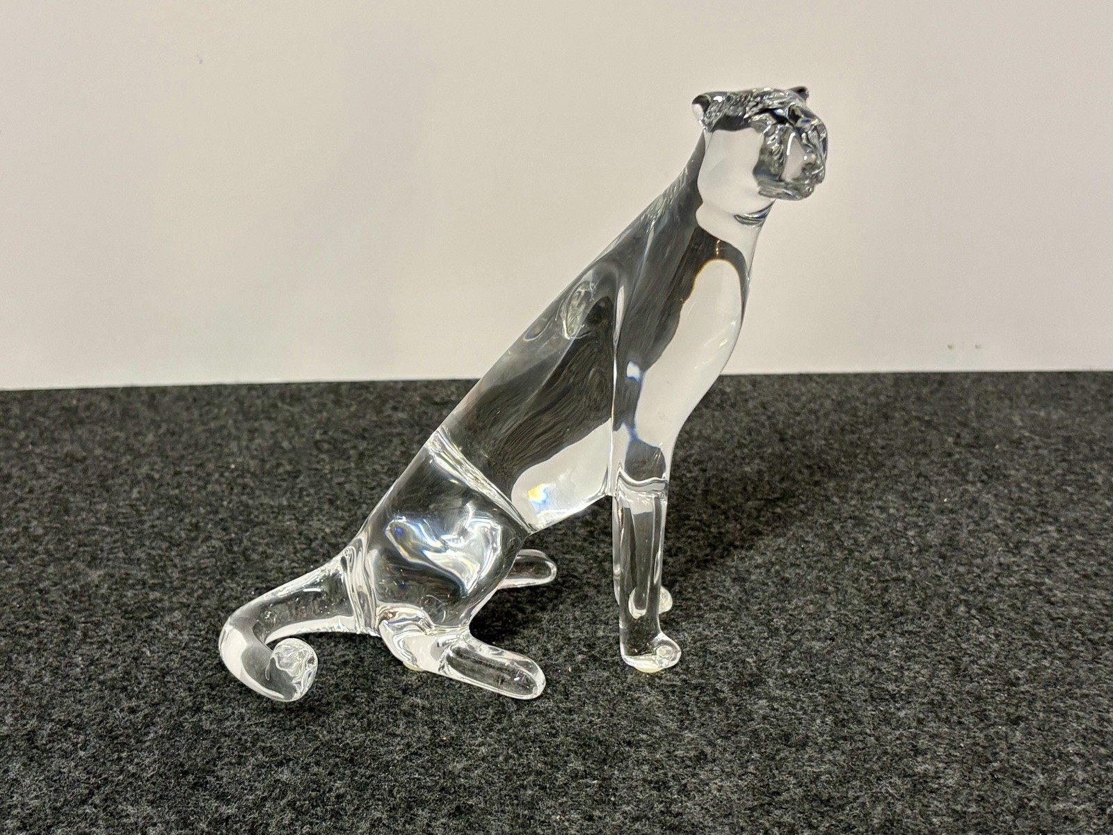 Baccarat France Crystal Seated Tanganyika Cheetah 6 1/2 Inches High