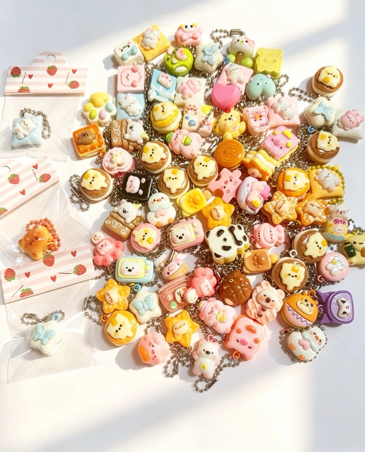 25 Pcs Kawaii Mini Resin Charms with Ball Chain Goody Bag Fillers Lot