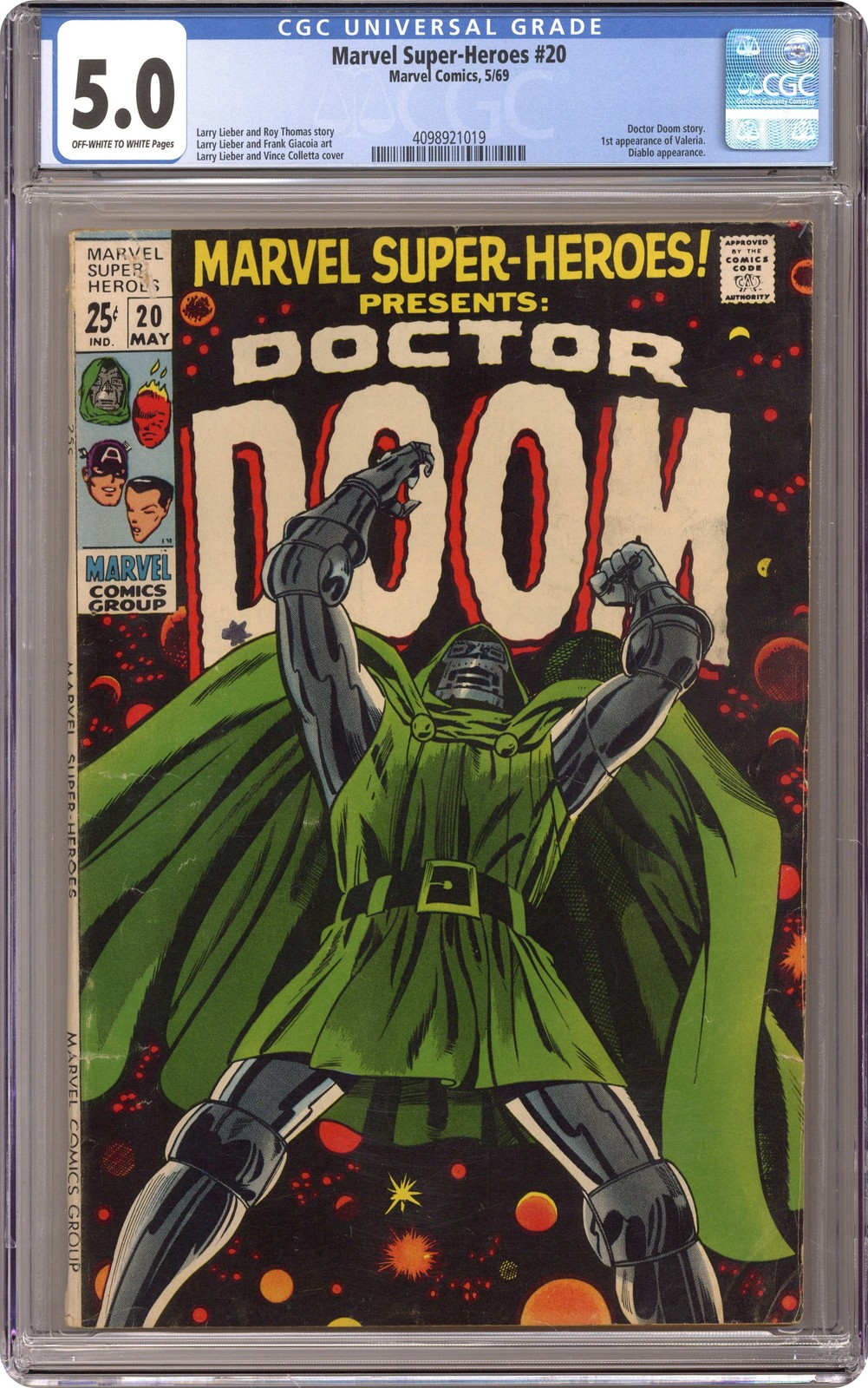 Marvel Super Heroes #20 CGC 5.0 1969 4098921019