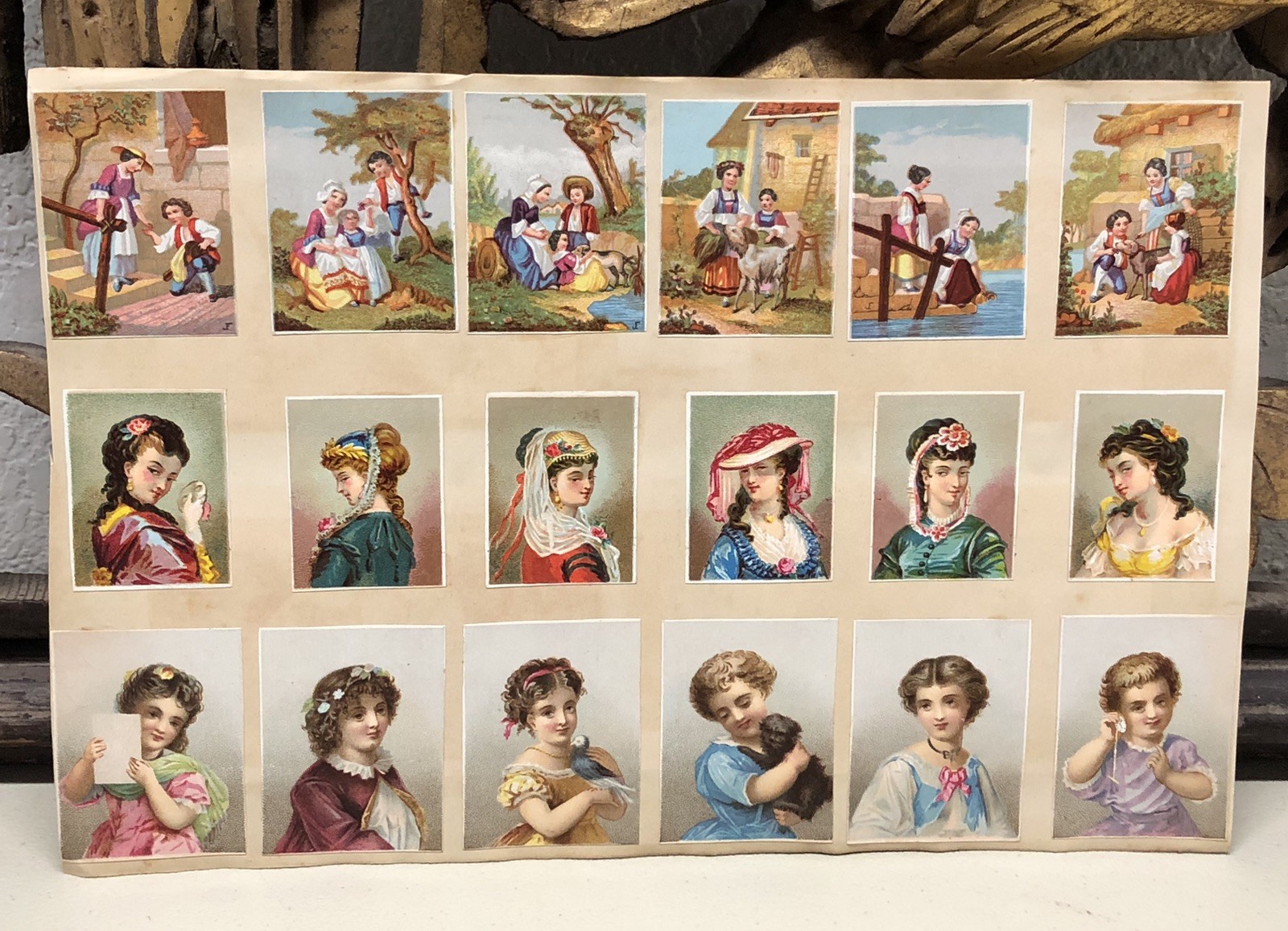 Antique Victorian Prints Double Sided Glued on Sheet - L8