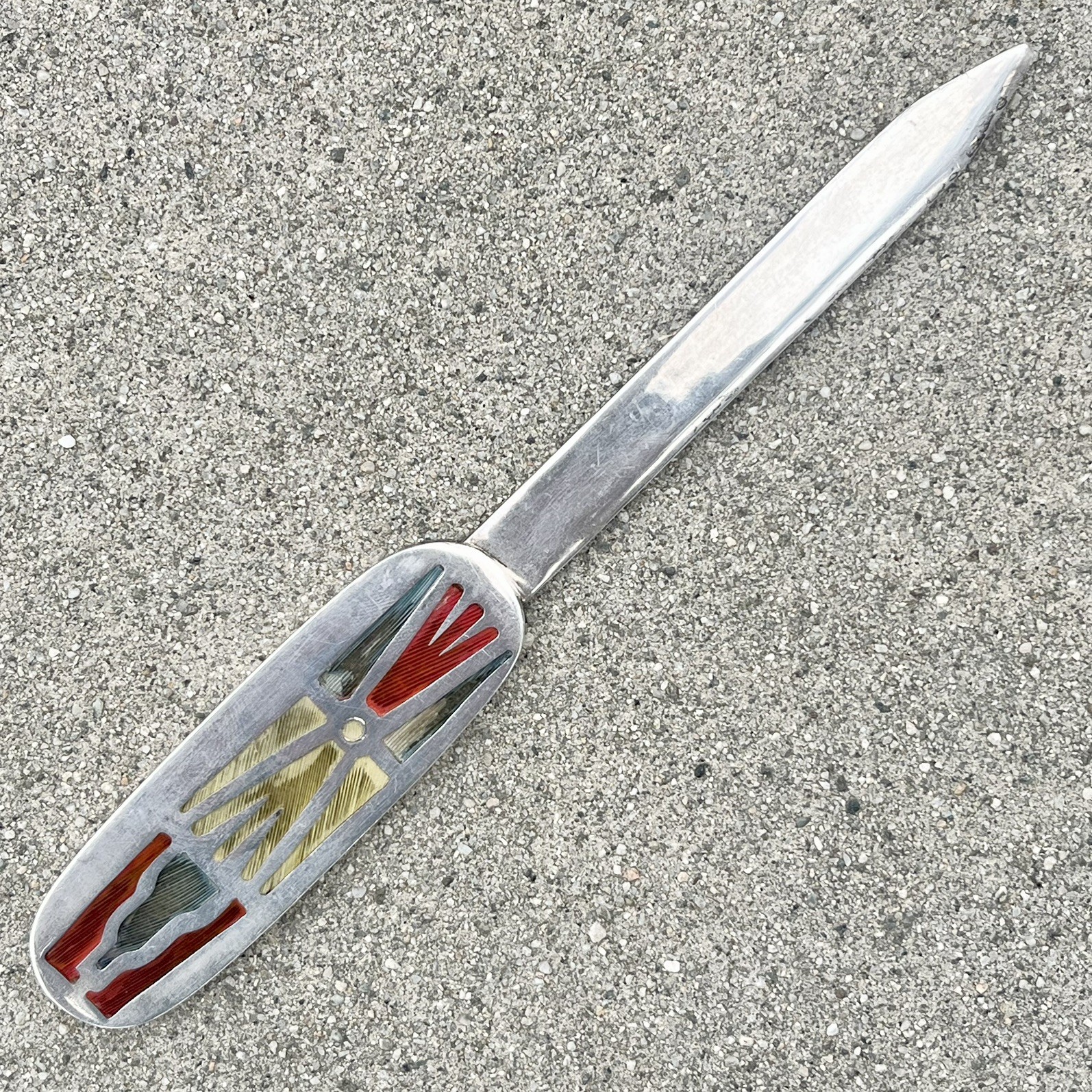 VTG Mid-Century MODERNIST TAXCO MEXICO Windowpane STERLING SILVER LETTER OPENER