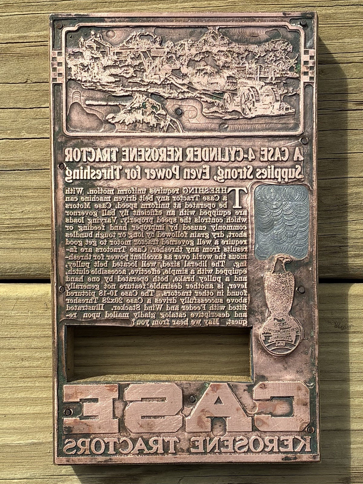Rare Antique CASE Kerosene Tractors Advertising Printer’s Block 