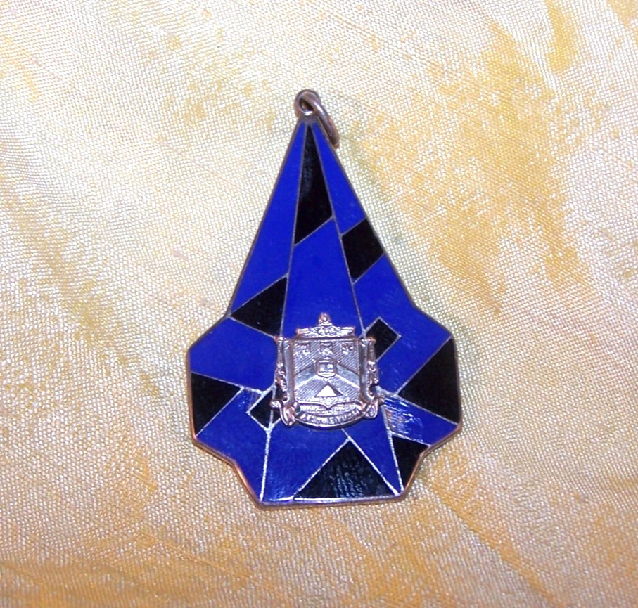 VINTAGE Delta Sigma Phi fraternity deco large sterling crest pendant - OLD