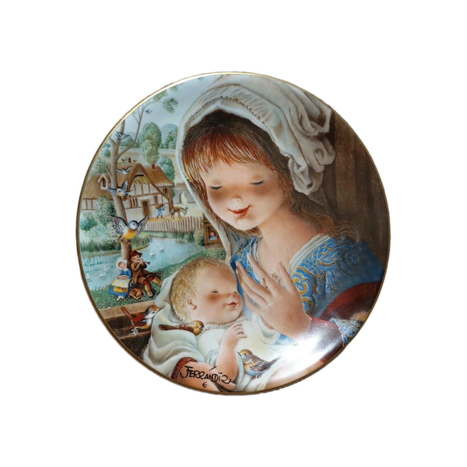 Avian Mother and Child Schmid Collectors Porcelain Numbered Plate 