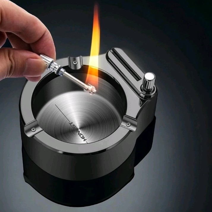 Retro Metal Ten Thousand Match Lighter Multifunction Ashtray Kerosene Lighter