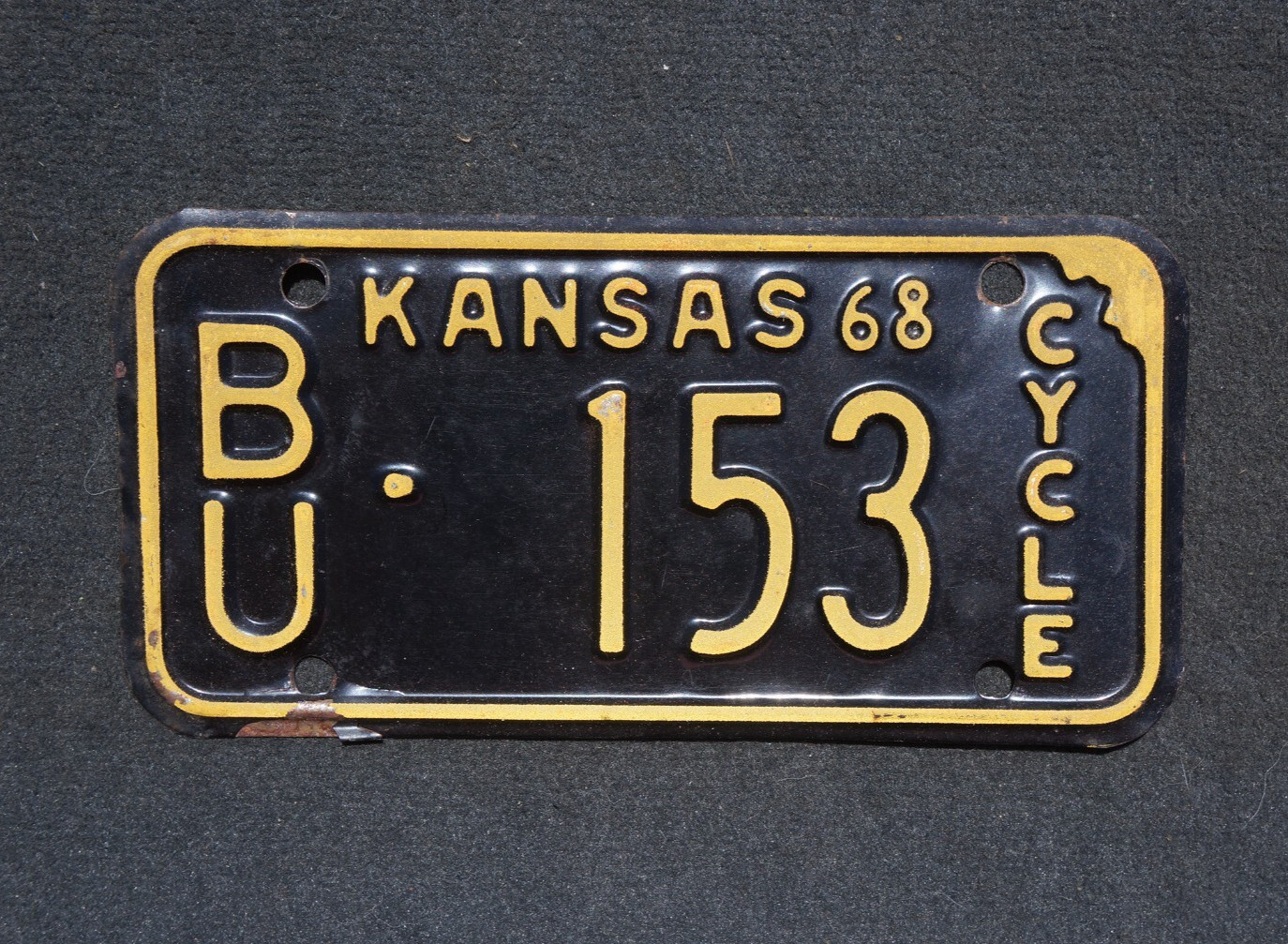 1968 Kansas MOTORCYCLE License Plate