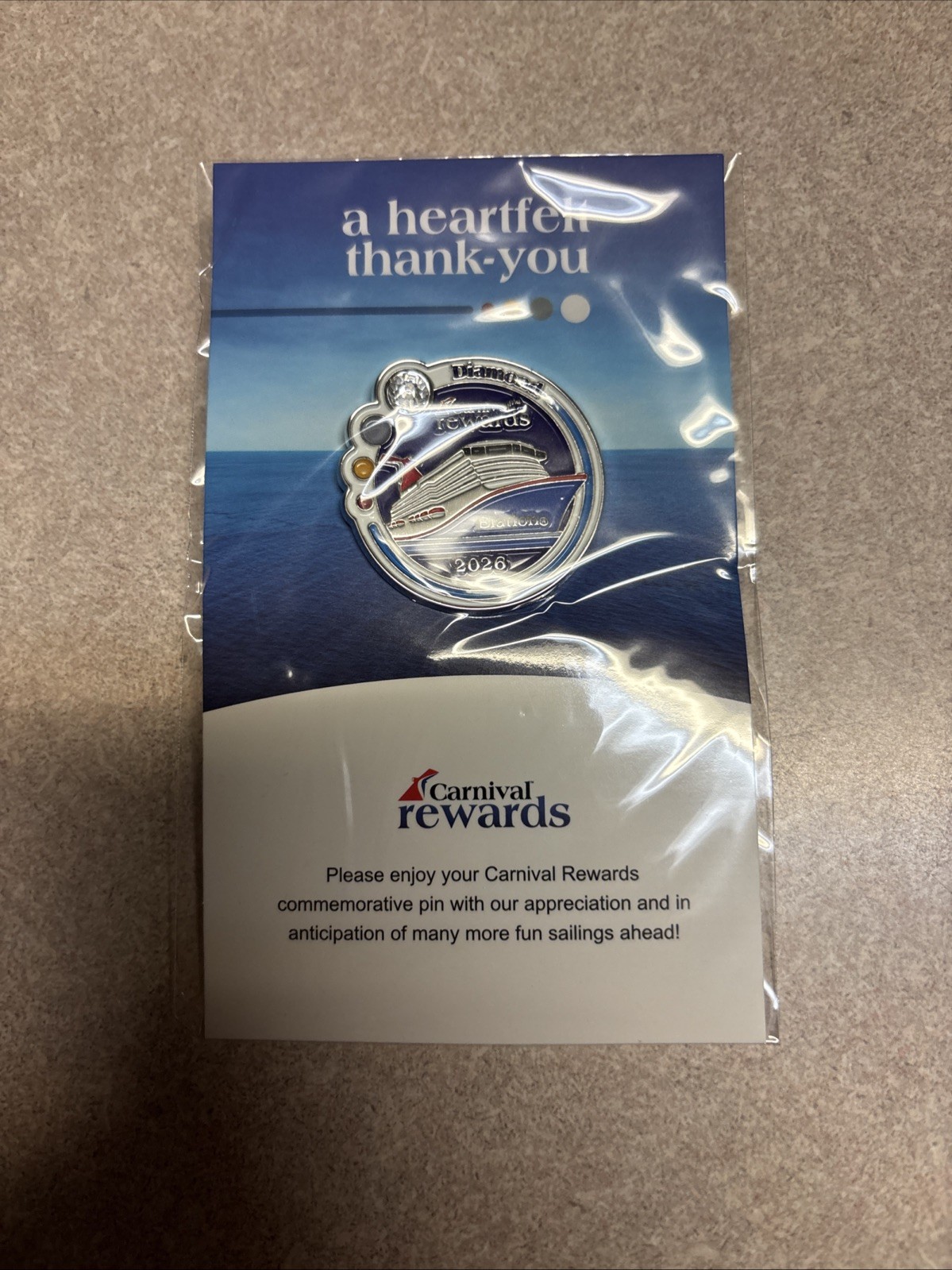 Carnival Rewards Platinum Diamond Elation 2026 Commemorative Cruise Rewards Pin