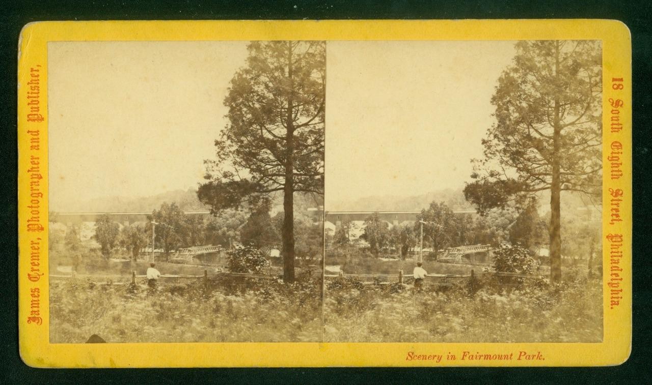 b299, James Cremer Stereoview, # -, Fairmount Park, River at Landsdowne, 1870s