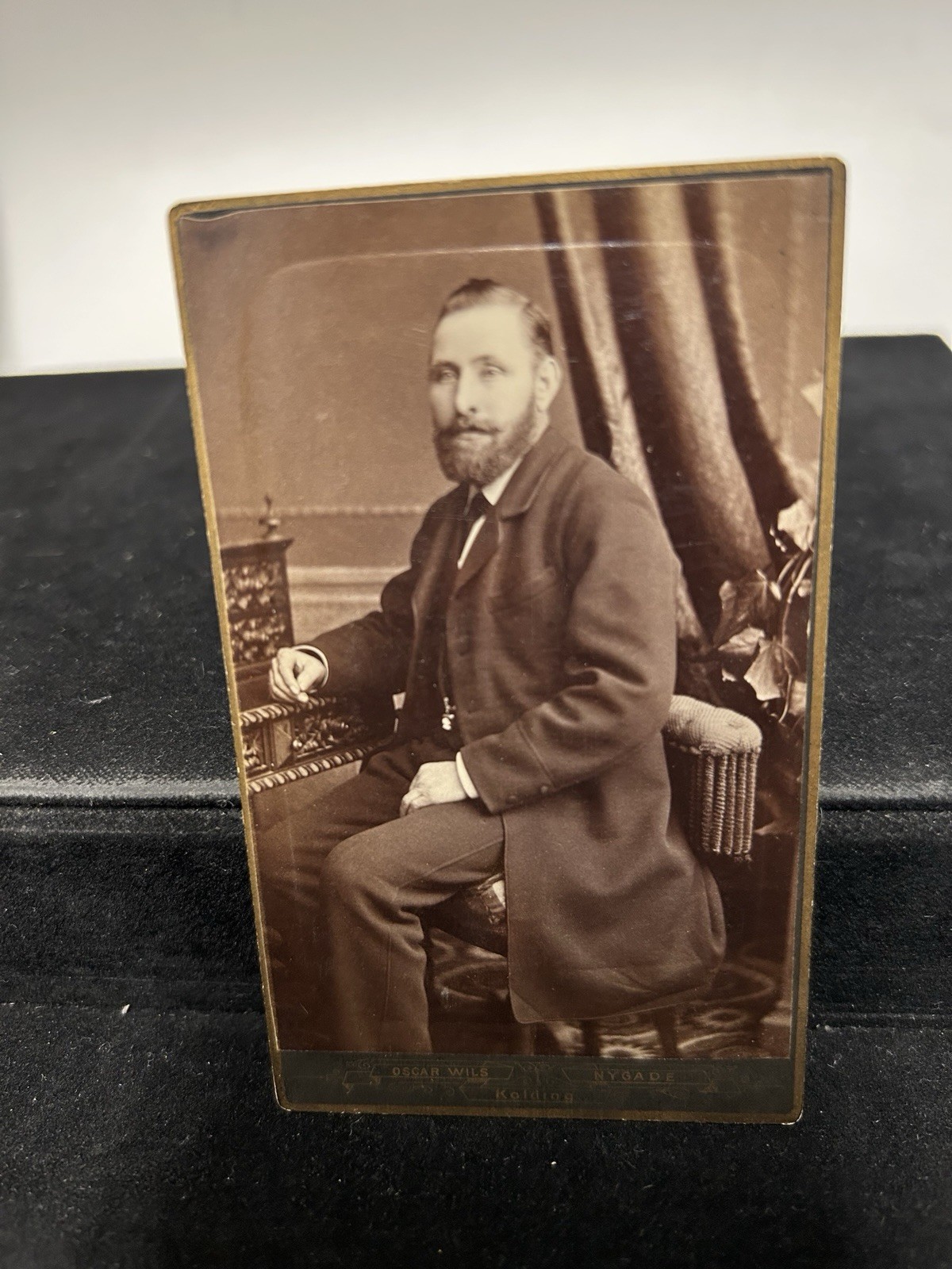 Antique CDV Photo c1890 Oscar Wils Kolding Denmark Victorian Bearded Man