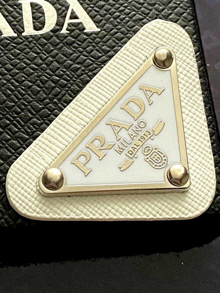 1 Prada Milano Logo little  Button Plate Metal Emblem Triangle Plate