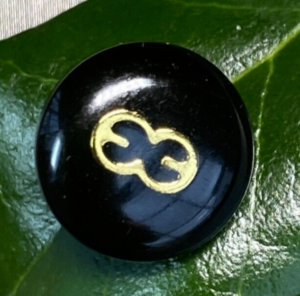 ESCADA Margaretha Ley Logo Black Gold Lucite Replacement Button Up to 12 1/2\