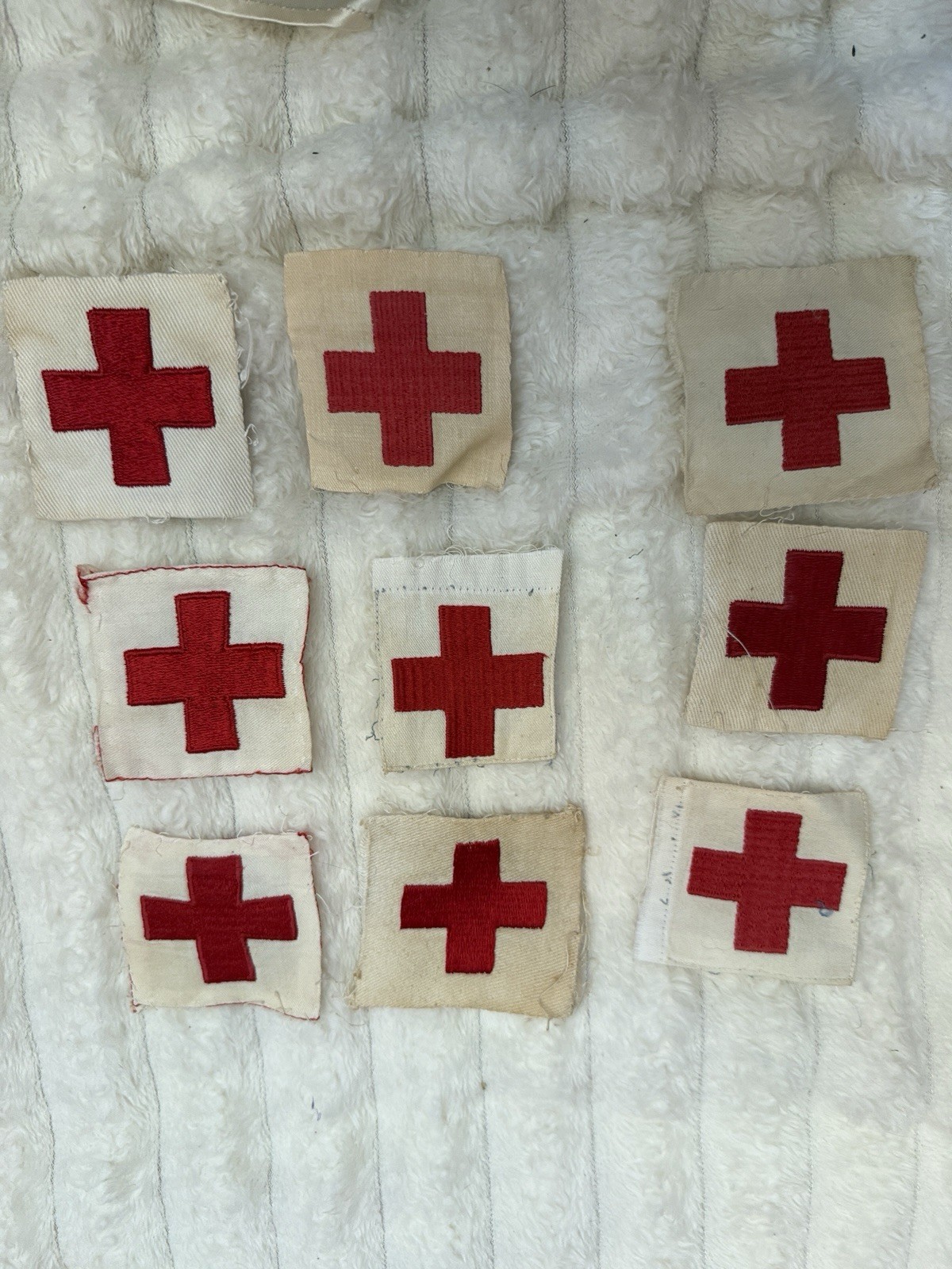 Lot of 9 Vintage American Red Cross Uniform Cloth Patches Embroidered Sew On