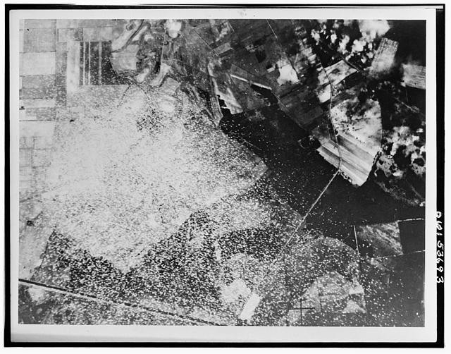 Photo:1940s Aerial View Bomb Damage Ruins Debris Wartime Destruction
