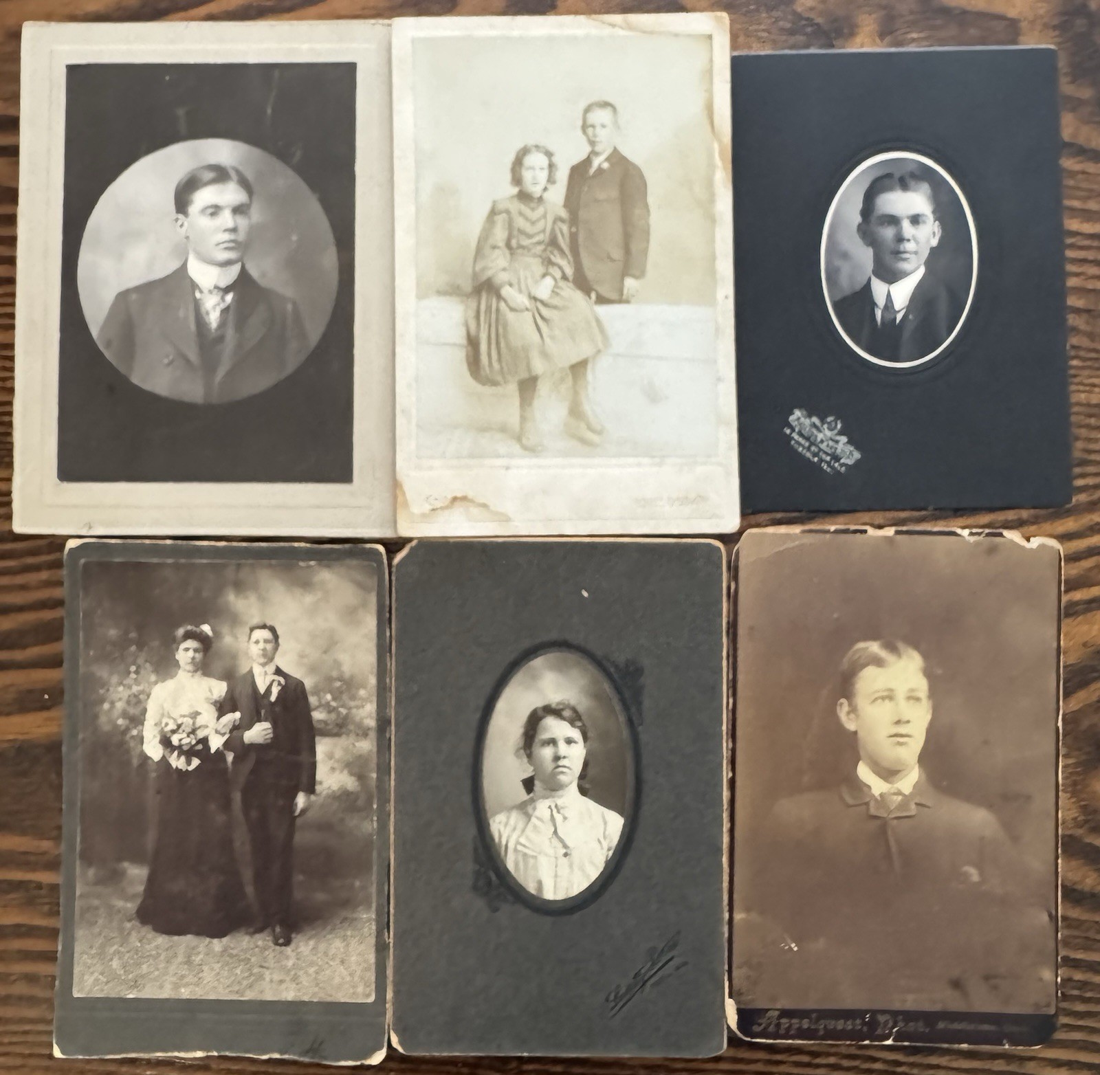 Lot of 6 Antique Cabinet Card Photos Unidentified 1880s-1910s Wedding/Portraits