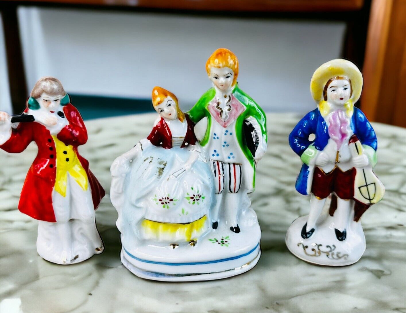 3 vtg porcelain Victorian  figuriens Japan