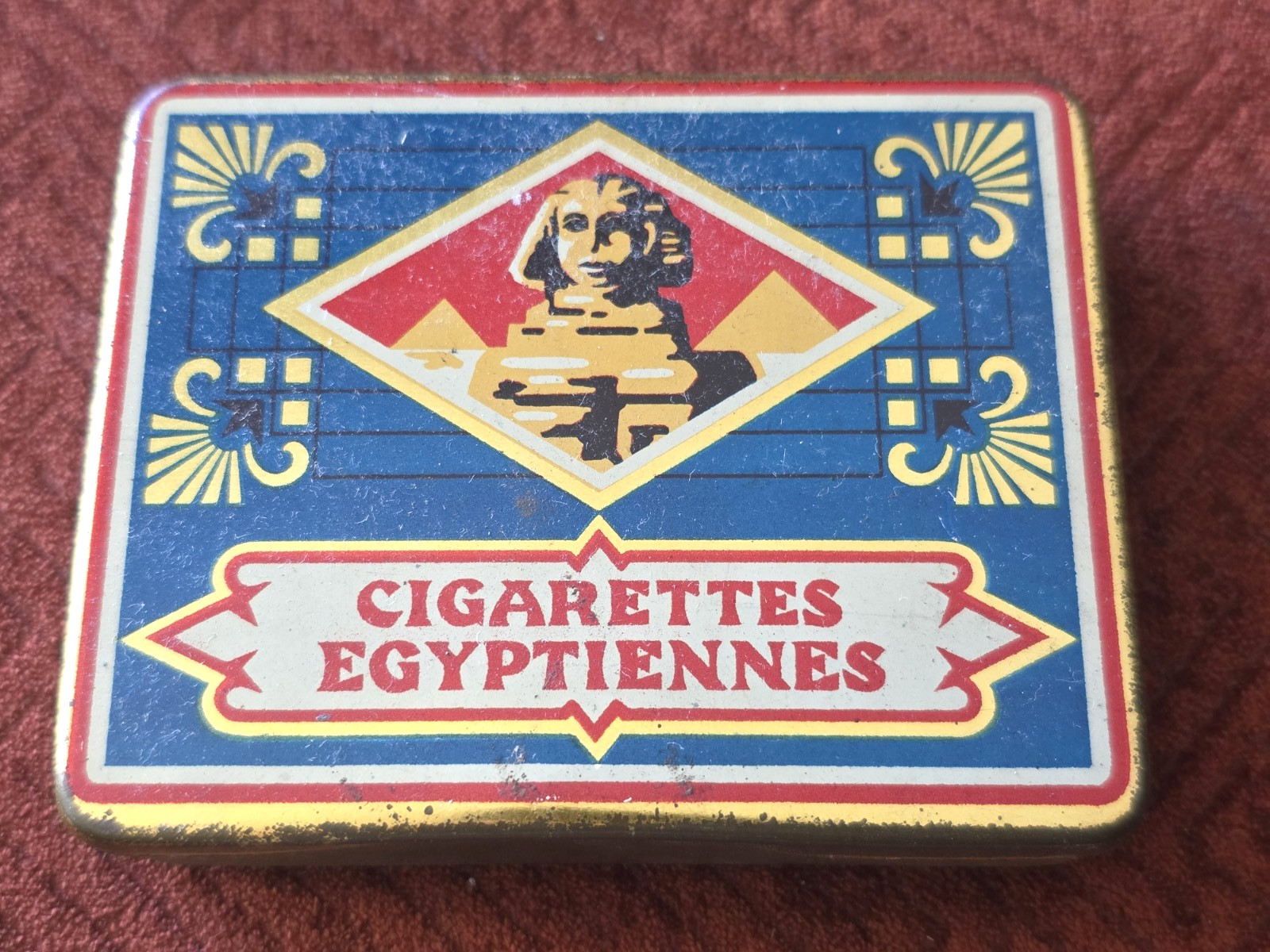 Antique Vintage Egyptian Cigarettes Tin Art Deco Spinx C.1910
