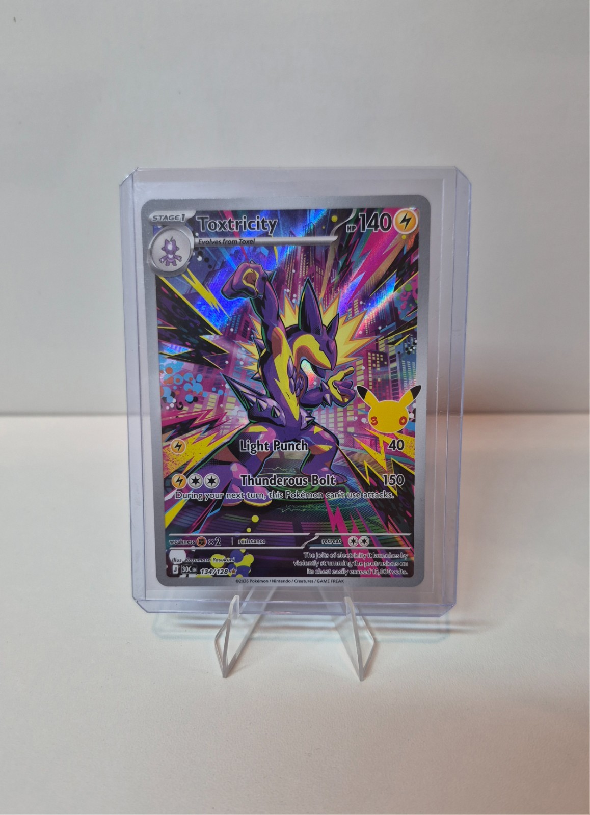 Pokemon 30th Anniversary Toxtricity 134/128 Illustration Rare Holo English NM