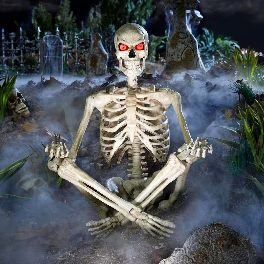 5 Ft LED Pose-N-Stay Skeleton – Lighted Halloween Outdoor Yard Decoration