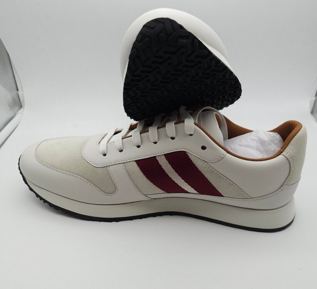 Bally Sprinter Calf Plain Leather Suede Sneaker Shoes White 10  $650 GL023064