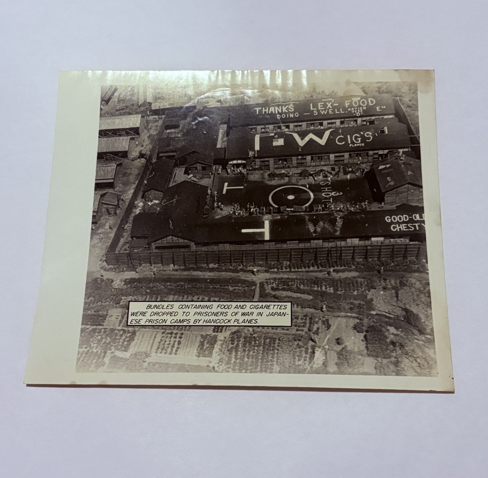 Vintage Aerial Photo Hancock Planes Dropped Good To POW Japanese Prison Camp 2B