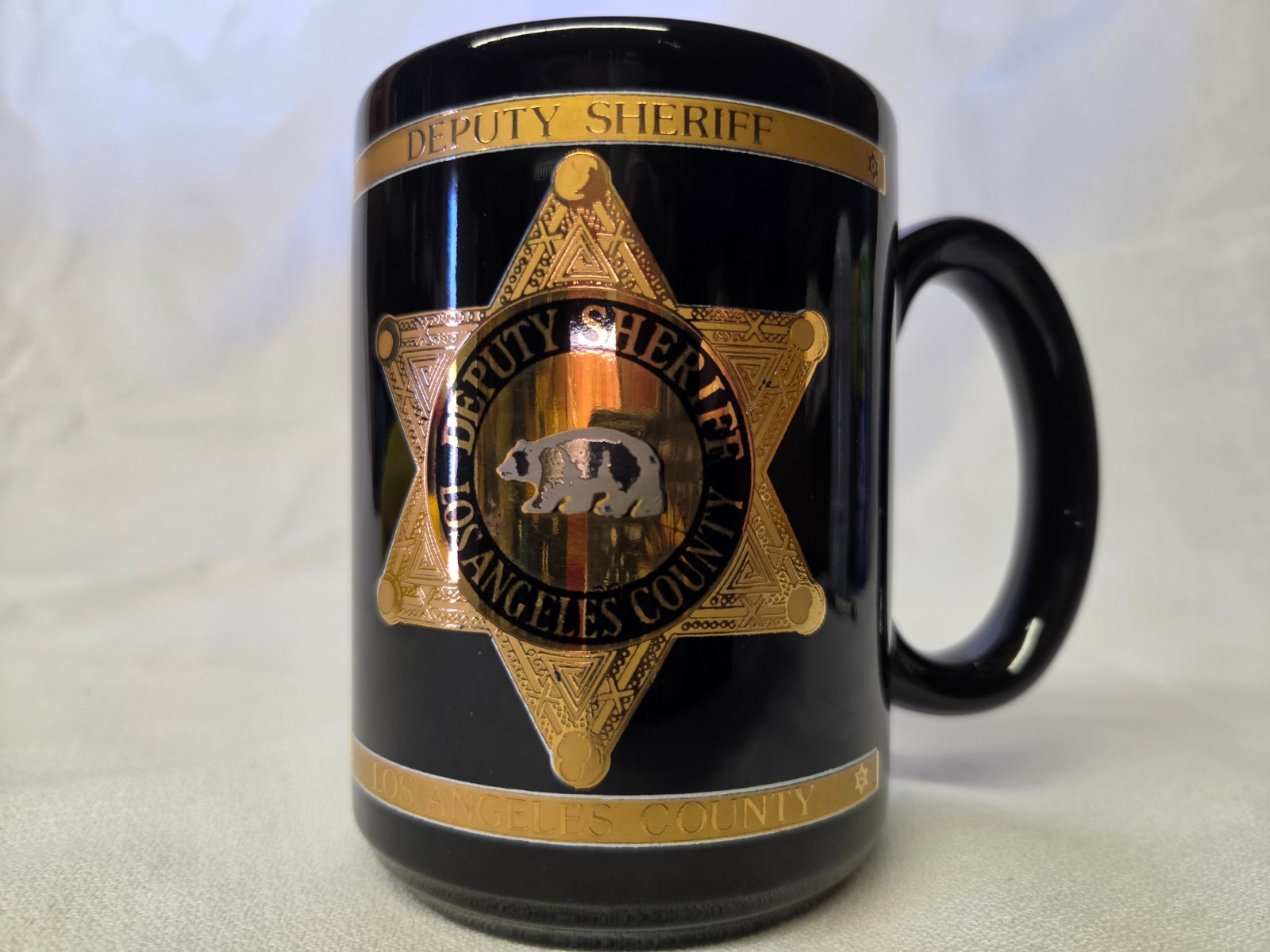 Los Angeles County Sheriff L.A.S.D. Black glossy w/ 22K gold accents coffee mug.