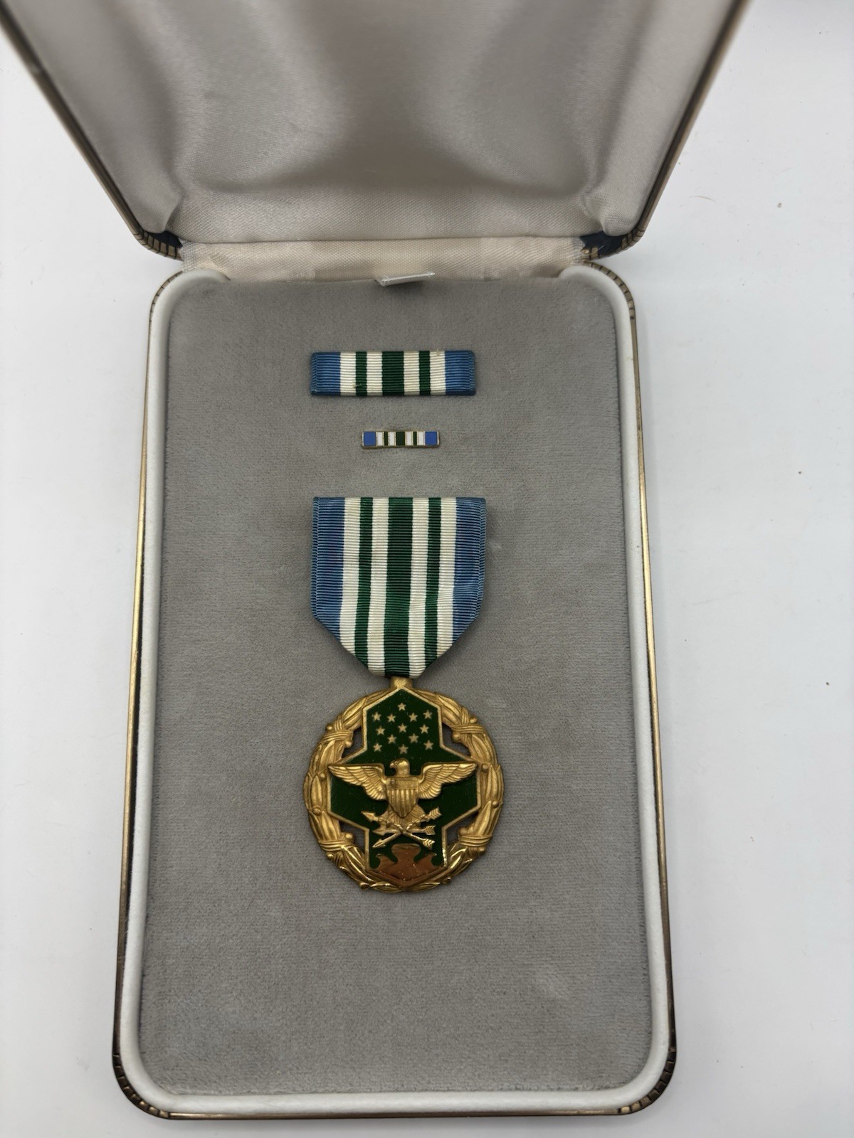 Vintage US Military JOINT SERVICE COMMENDATION Medal, Pin, Ribbon, NAMED w/ Box