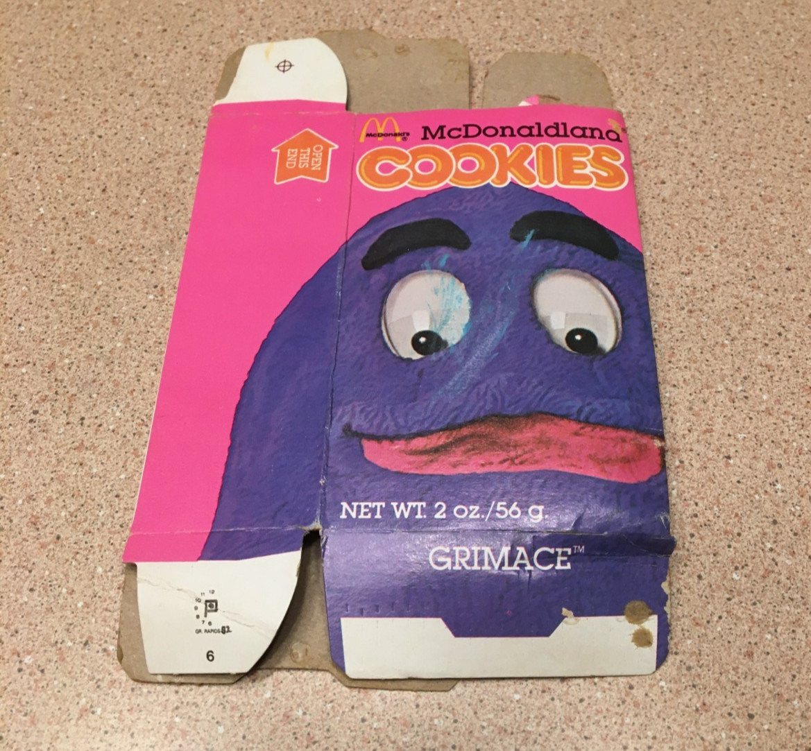 VINTAGE 1981 MCDONALD'S GRIMACE MCDONALDLAND COOKIES EMPTY BOX
